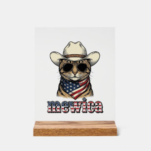 Chat cowboy patriotique Mewica conception vectorie