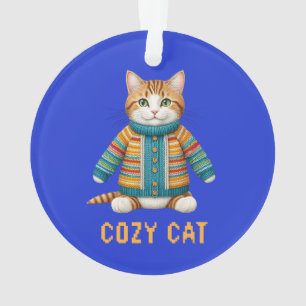 Chat Cozy Imprimé Tricoté Main, Amateur de Chat