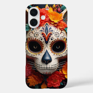 Chat crâne sucre avec Fleurs iPhone / coque ipad