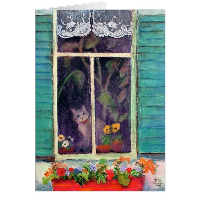Chat dans la fenêtre avec le Fleur-box (Devant)