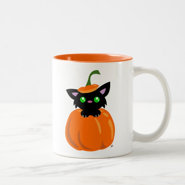 Chat dans la Mug de café Citrouille (Droit)