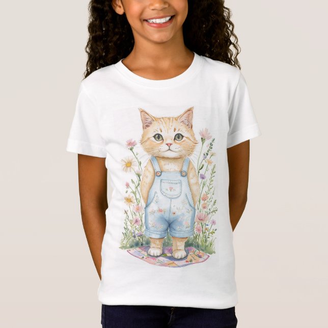 Chat dans les salons en T-shirt Fleur sauvage (Devant)