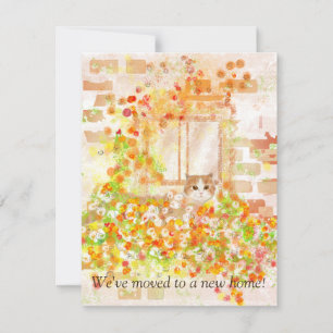 Chat dans une boîte à fleurs Nouvelle carte Faire-