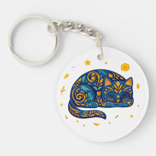 Chat d'art populaire en bleu