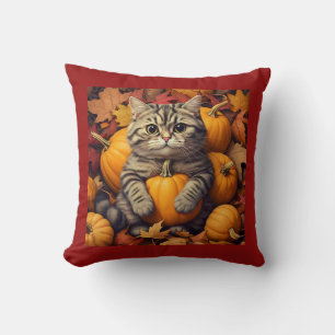 Chat d'automne avec oreiller à lancer Citrouille e