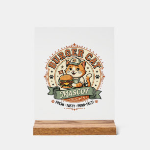 Chat de Burger Mascotte Chat Nourriture Rapide Mas
