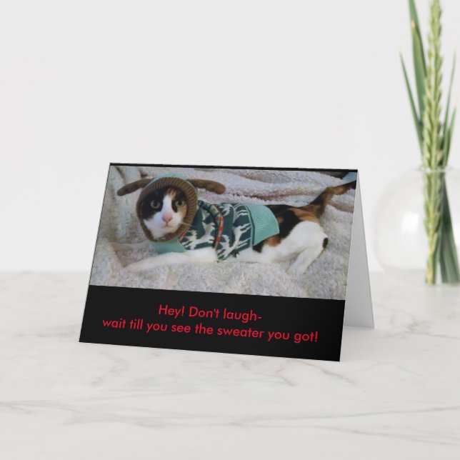 chat de calicot drôle dans la carte de Chrismas de (Devant)