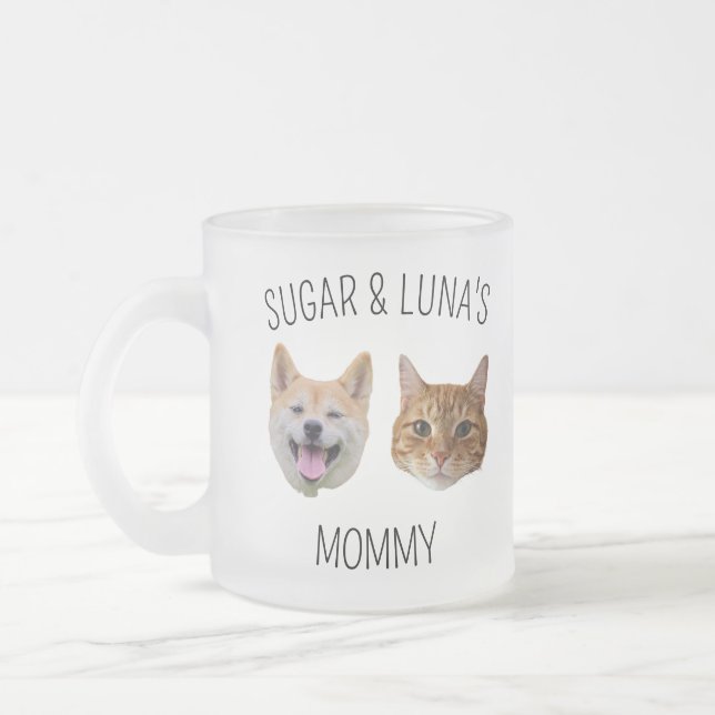 Chat de chien personnalisé visage Mug, Mug cadeau  (Gauche)