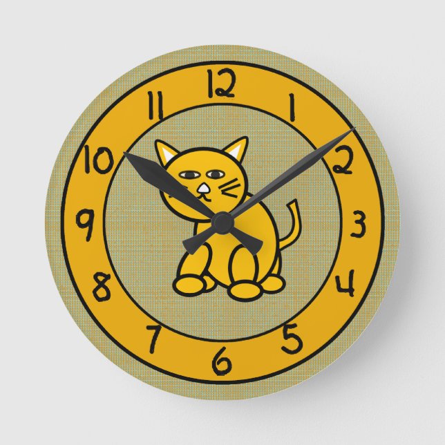 Chat de dessin sur une horloge or mignonne pour en (Recto)