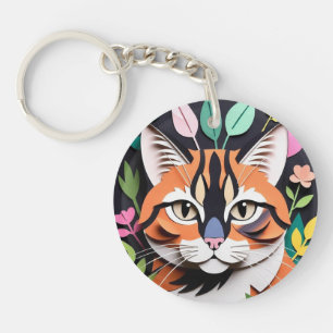 Chat de la forêt fantaisiste en papier découpé