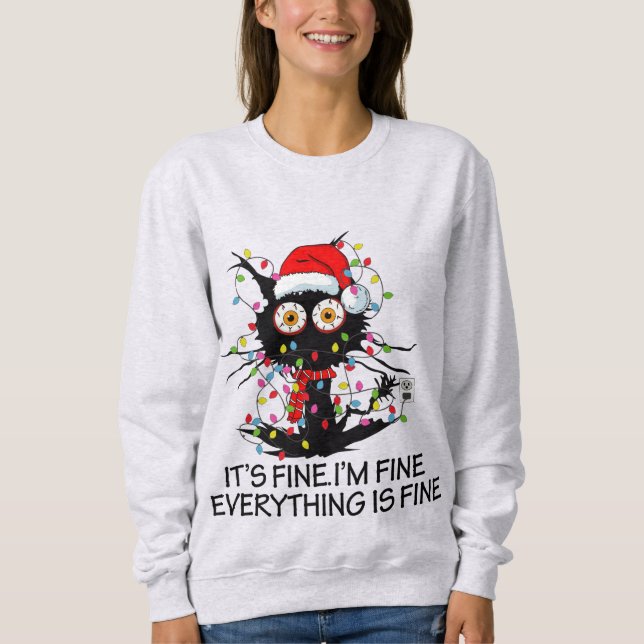 Chat de Noël amusant Je suis Sweatshirt féminine (Devant)