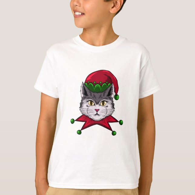 Chat de Noël amusant T-shirt (Devant)