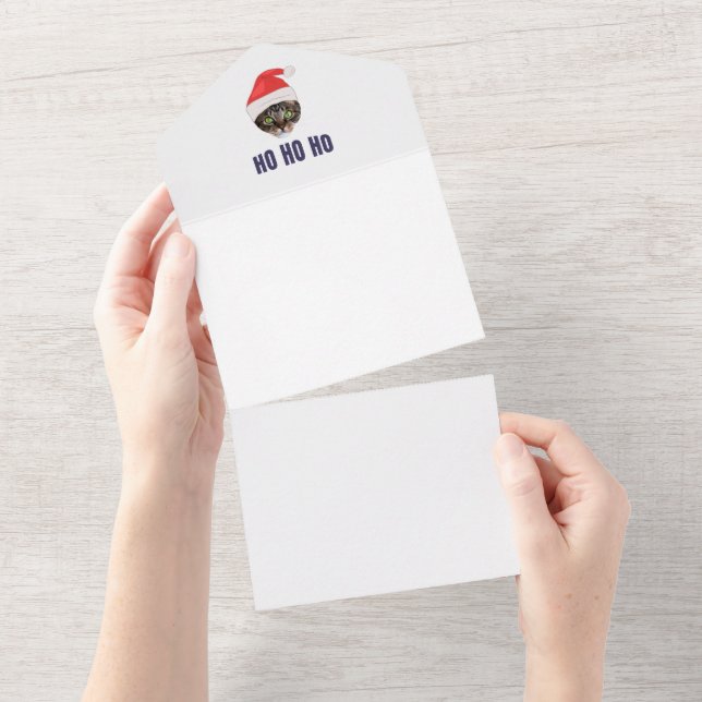 Chat de Noël avec chapeau de Père Noël, Invitation (Déchirure)