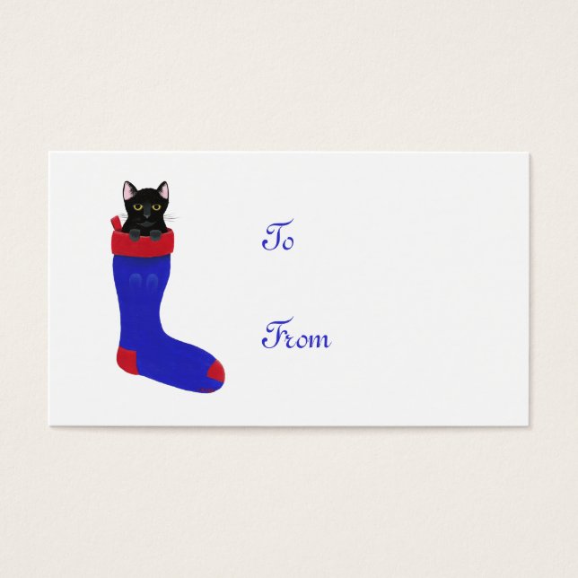 Chat de Noël, étiquettes cadeaux, carte de visite (Devant)