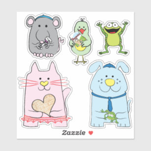 Chat de Pâque et amis Stickers Personnalisés en fo