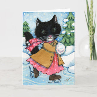 Chat de patinage de glace - carte de voeux