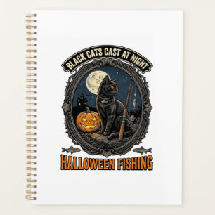 Chat de pêche Halloween Design de citrouille vinta