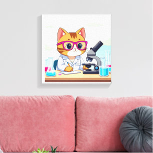 Chat de scientifique Kawaii – Toile d'art de labor