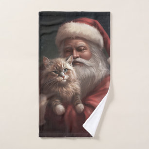 Chat de Sibérie avec Noël Festif du Père Noël
