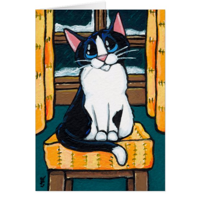 Chat de smoking à la peinture de fenêtre de Milou (Devant)