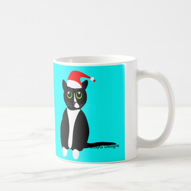 Chat de smoking dans la tasse de casquette de Noël (Droite)