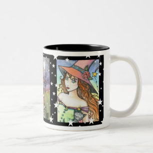 Chat de sorcière Halloween Mug par Molly Harrison
