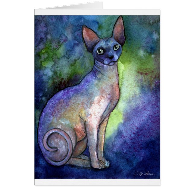Chat de sphinx de Sphynx d'aquarelle # 2 peignant (Devant)