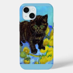 Chat de style Van Gogh avec tournesols