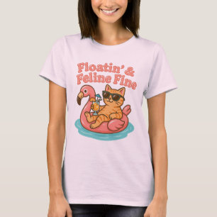 Chat d'été amusant Flamant rose T-shirt