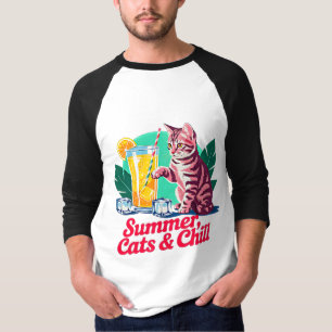 Chat d'été & Détente – T-shirt Félin Tropical Mign