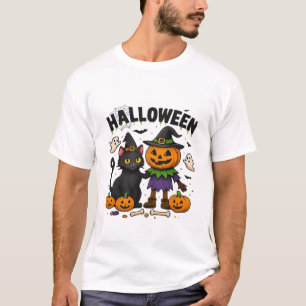 Chat d'Halloween et amis citrouille  T-shirt effra