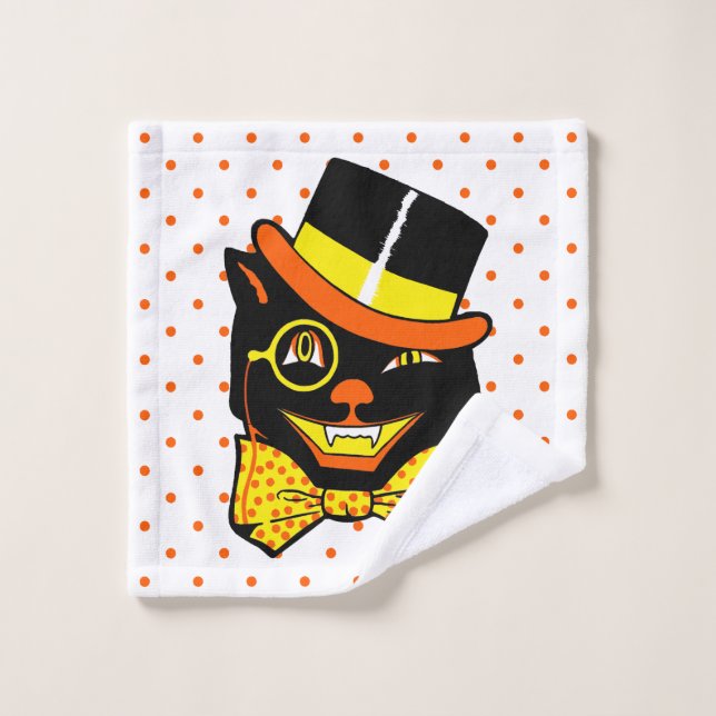 Chat d'Halloween vintage en haut (Gant de toilette)