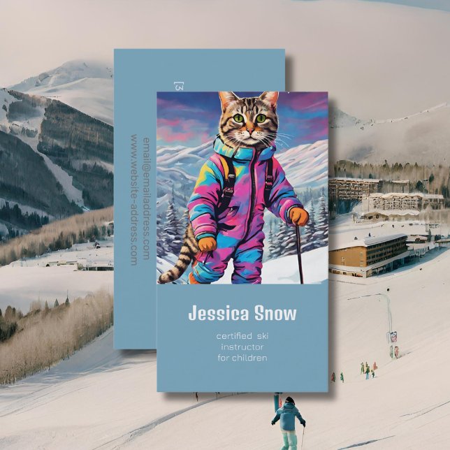 Chat d'hiver Jazzy - carte de visite de ski (Créateur téléchargé)