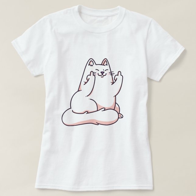 Chat Donnant Le T-shirt Du Doigt (Design devant)
