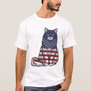 Chat drapeau patriotique dessin de t-shirt de grav