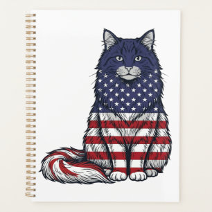 Chat drapeau patriotique dessin de t-shirt gravure