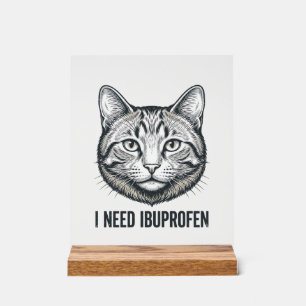 Chat drôle Ibuprofène Dessin de gravure vintage_1