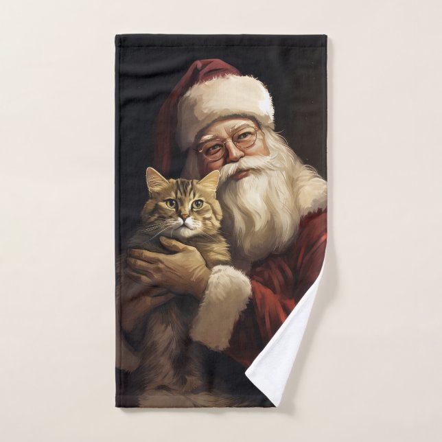 Chat du Bengale avec Noël du Père Noël (Serviette à main)