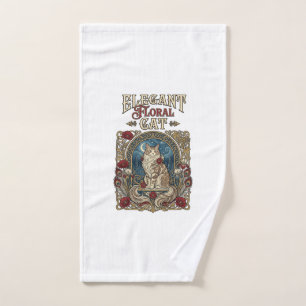 Chat élégant floral Art Nouveau vintage vecteur 