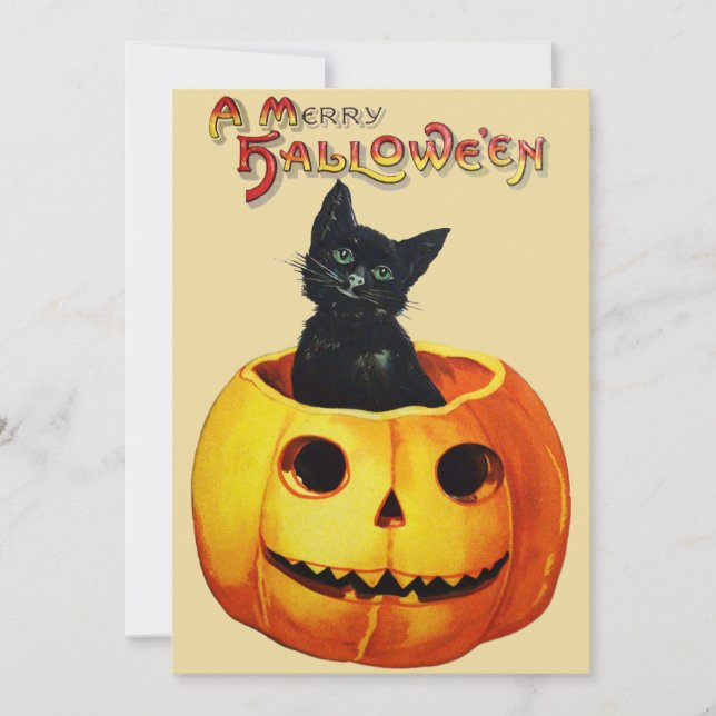 Chat en Citrouille Halloween Party Invitation (Devant)