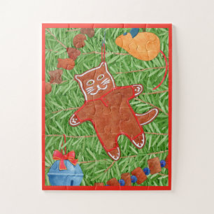 CHAT EN PAIN D'ÉPICE 11x14 Puzzle Grandes Pièces