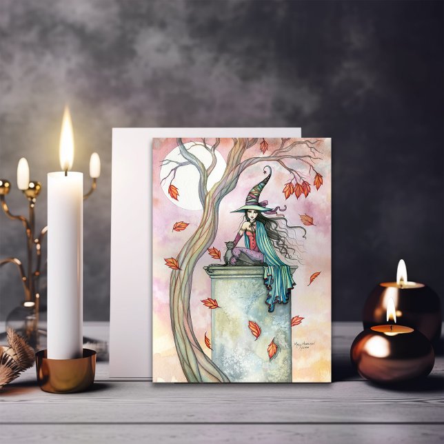 Chat en sorcière d'automne Halloween Carte pour no (Créateur téléchargé)