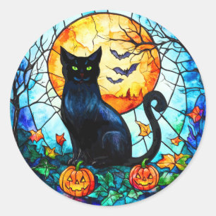 Chat en verre tendu dans les Stickers Lune