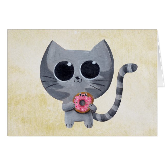Chat et beignet gris mignons (Devant horizontal)