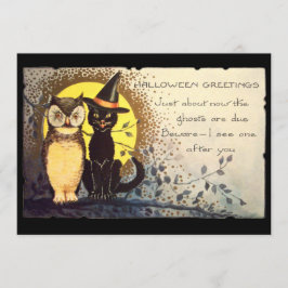 Chat et hibou Invitation de la fête d'Halloween Vi