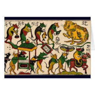 Chat et souris épousant le Vietnam traditionnel