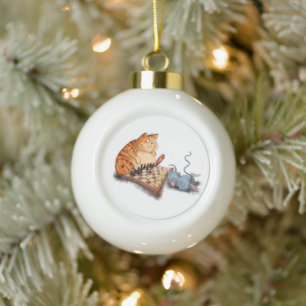 Chat et souris Jouer aux échecs Ornement de Noël