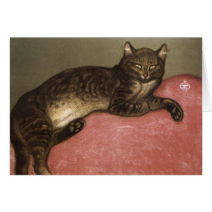 Chat étiré sur le sofa - par Theophile Steinlen