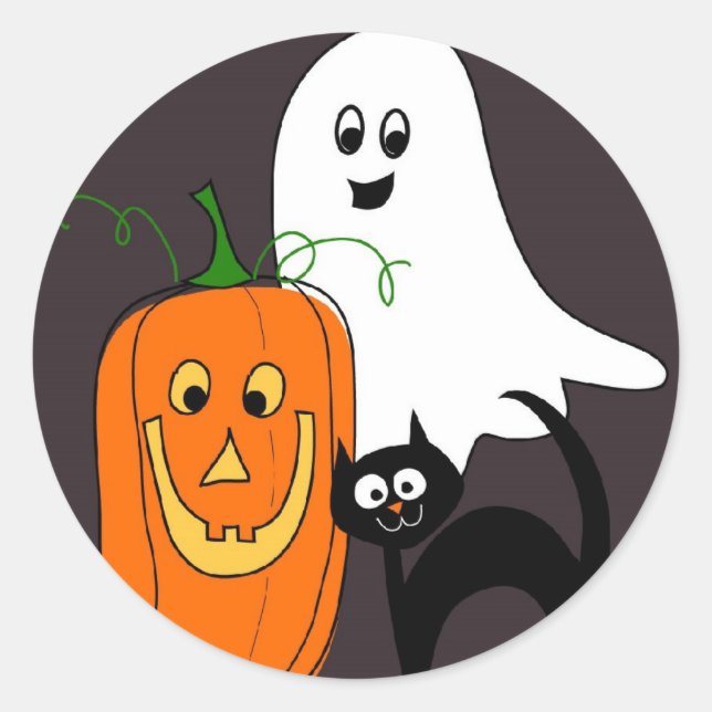 Chat fantôme et Stickers Halloween Citrouilles (Devant)