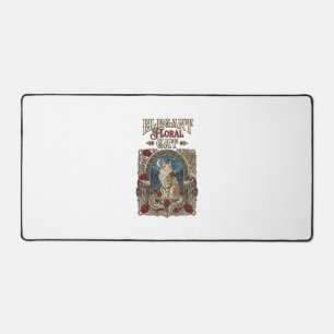 Chat floral élégant Art Nouveau vintage vecteur 